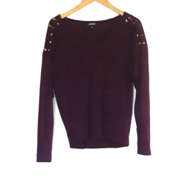 Express Burgundy Red Soft Oversized Sweater with Stitching on Shoulders XS - Picture 1 of 5